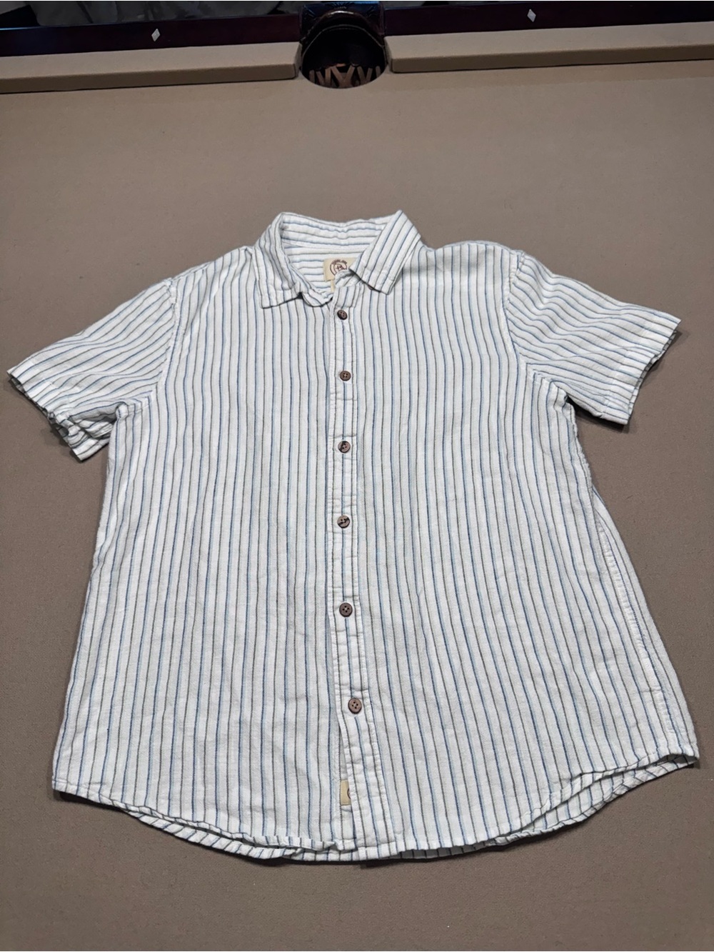 Panama Jack White Shirt with Navy and Green Stripes